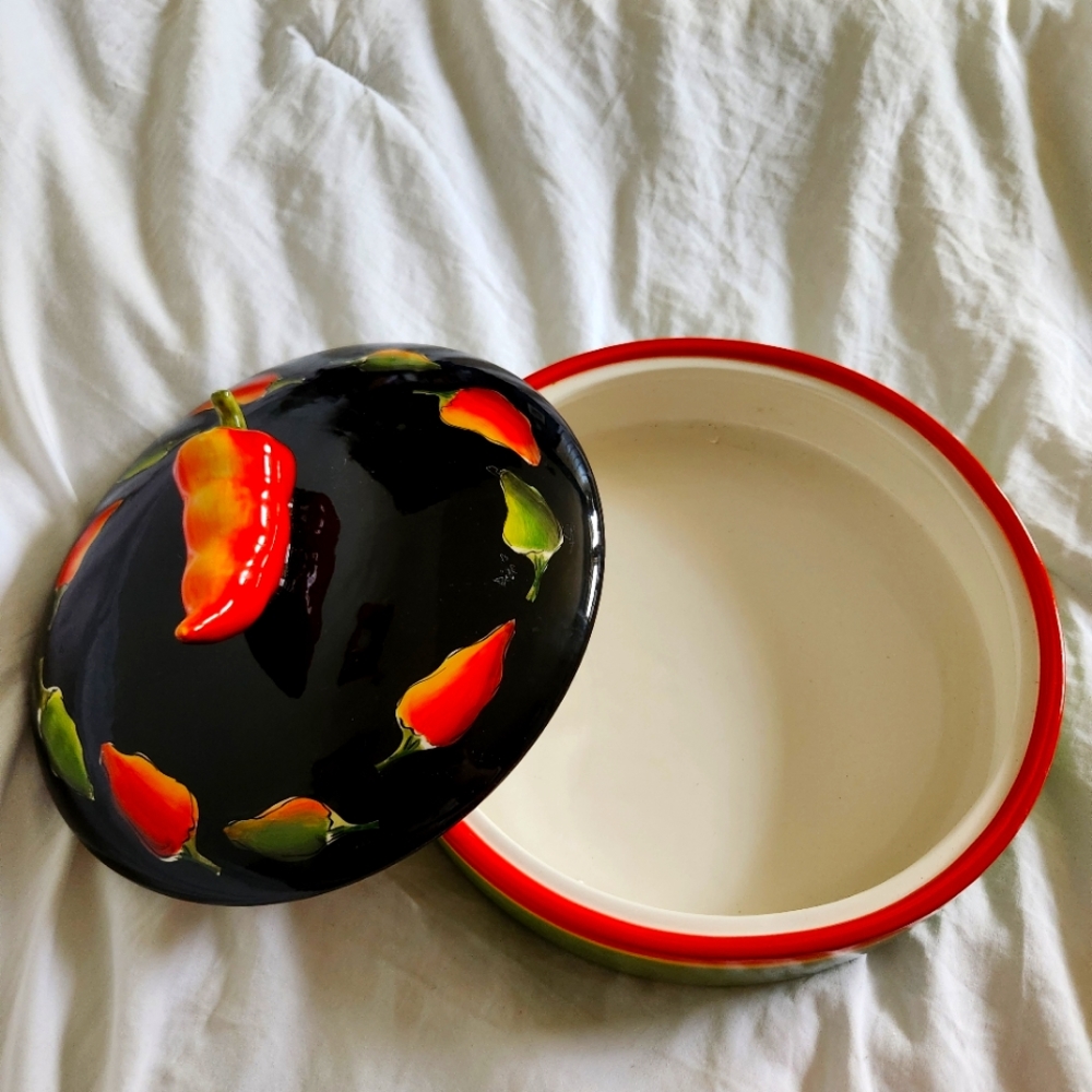 Clay Art "fiesta" hand painted tortilla warmer 9.5 inch